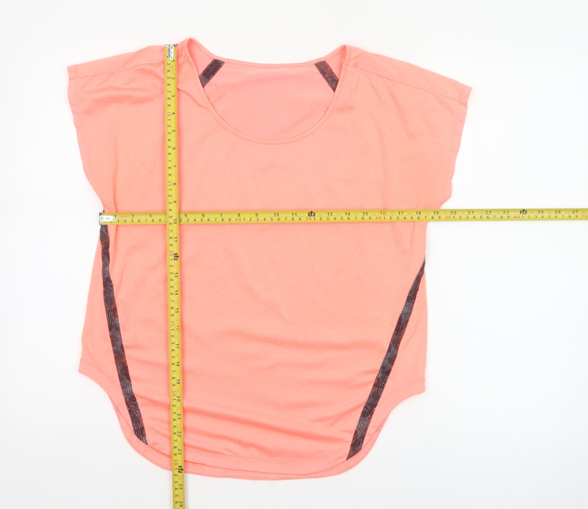 Back view of Dunnes Women Coral UK 10 Stretch Scoop Neck Colourblock T-Shirt