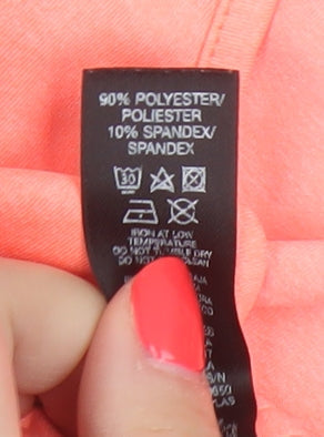 Brand and care label for Dunnes Women Coral UK 10 Stretch Scoop Neck Colourblock T-Shirt