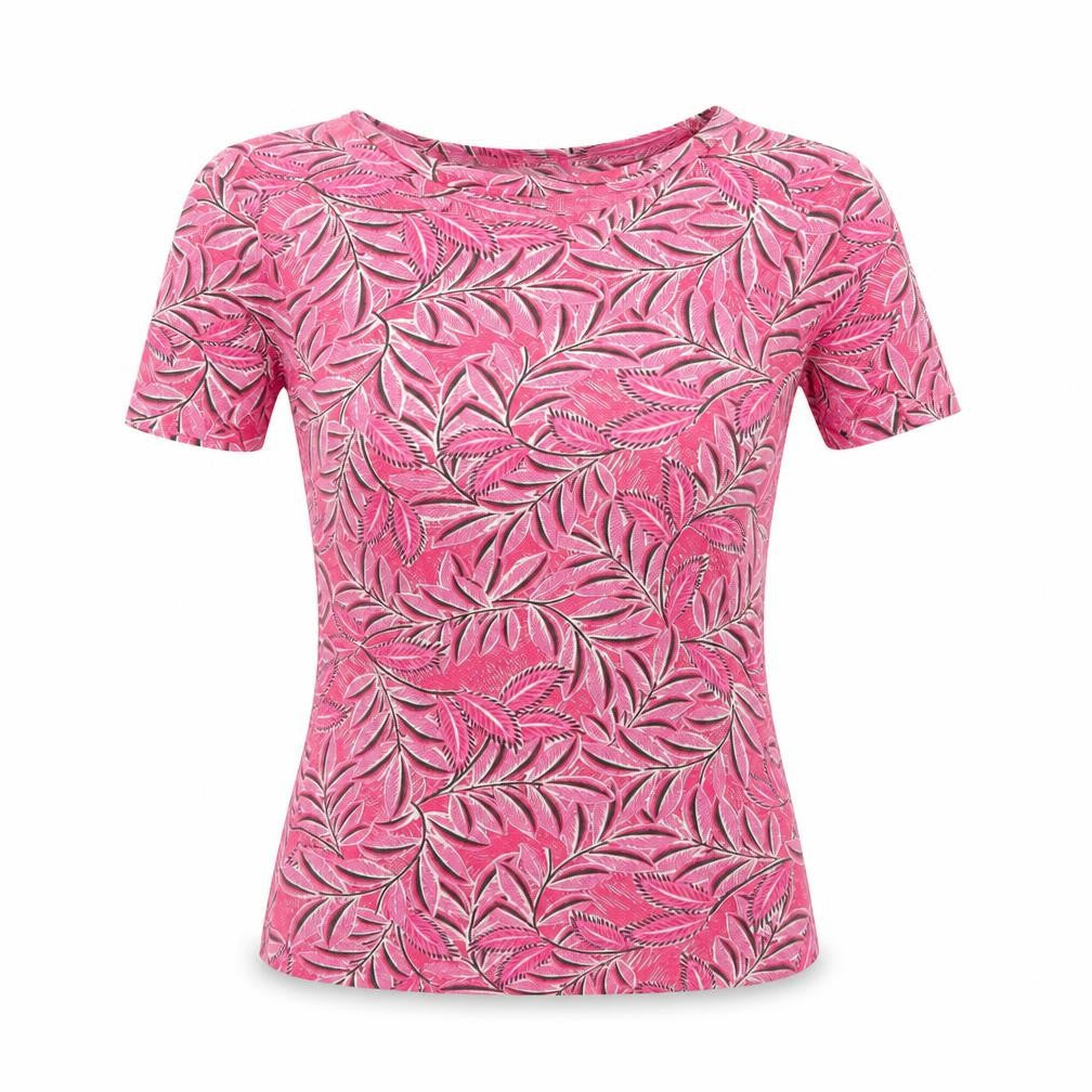 Marks & Spencer Women Pink UK 6 Floral Leaf Cotton T-Shirt