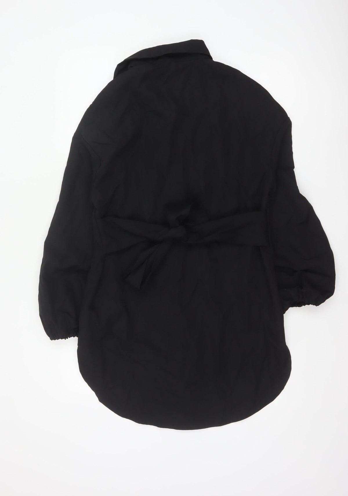 PRETTYLITTLETHING Women Black UK 8 Shirt Dress Balloon Sleeve Belted