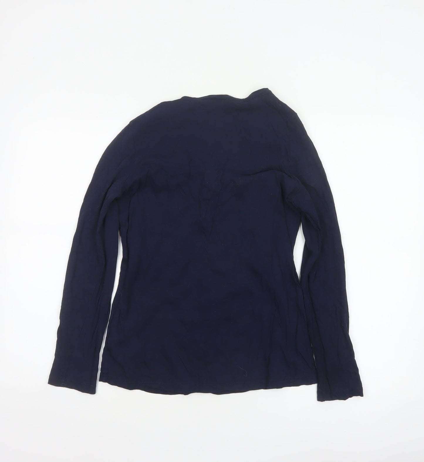 Marks and Spencer Women Blue UK 10 Cotton Lace V-Neck Blouse
