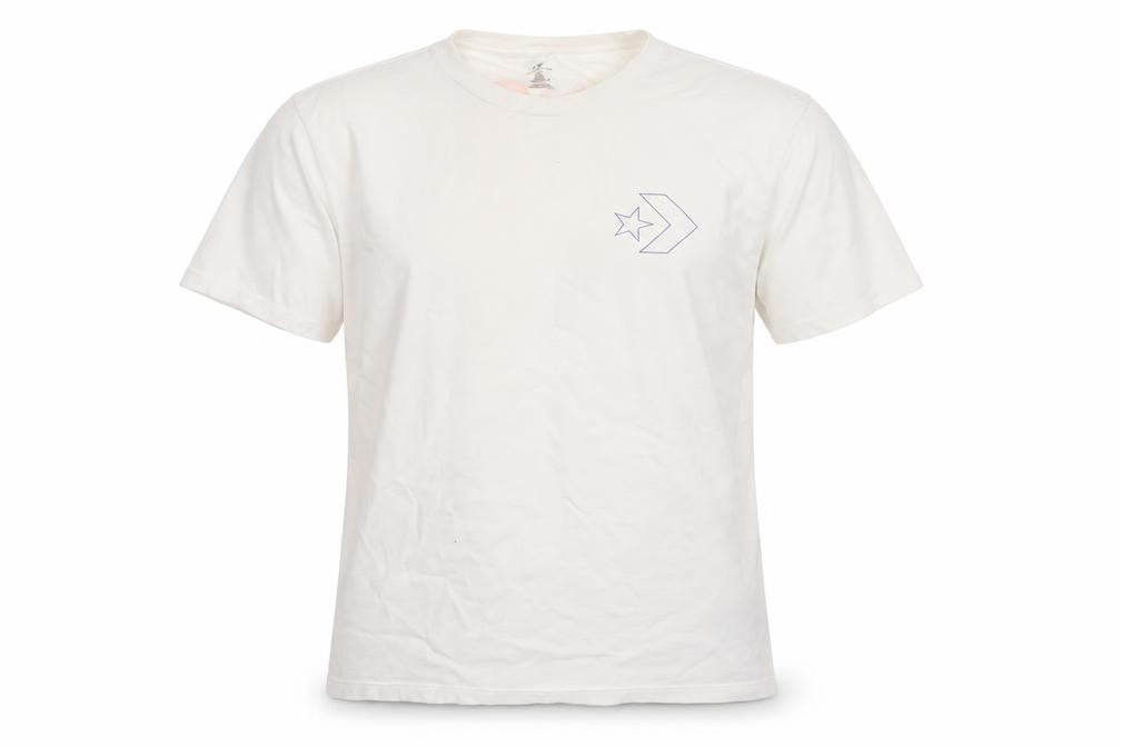 Converse Mens White L Graphic Logo Basketball Short Sleeve T-Shirt