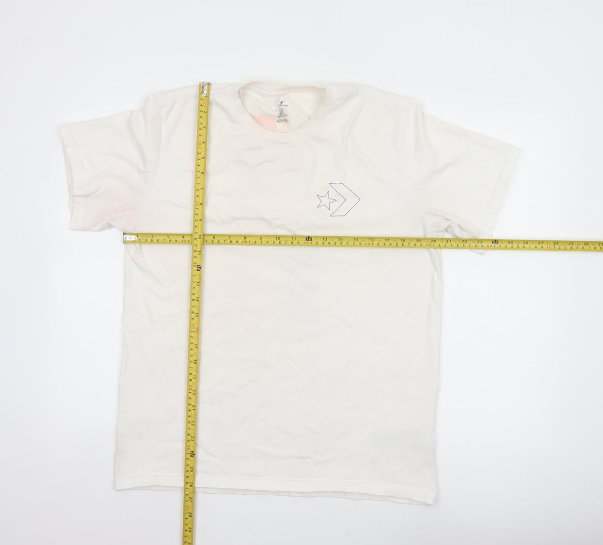 Converse Mens White L Graphic Logo Basketball Short Sleeve T-Shirt