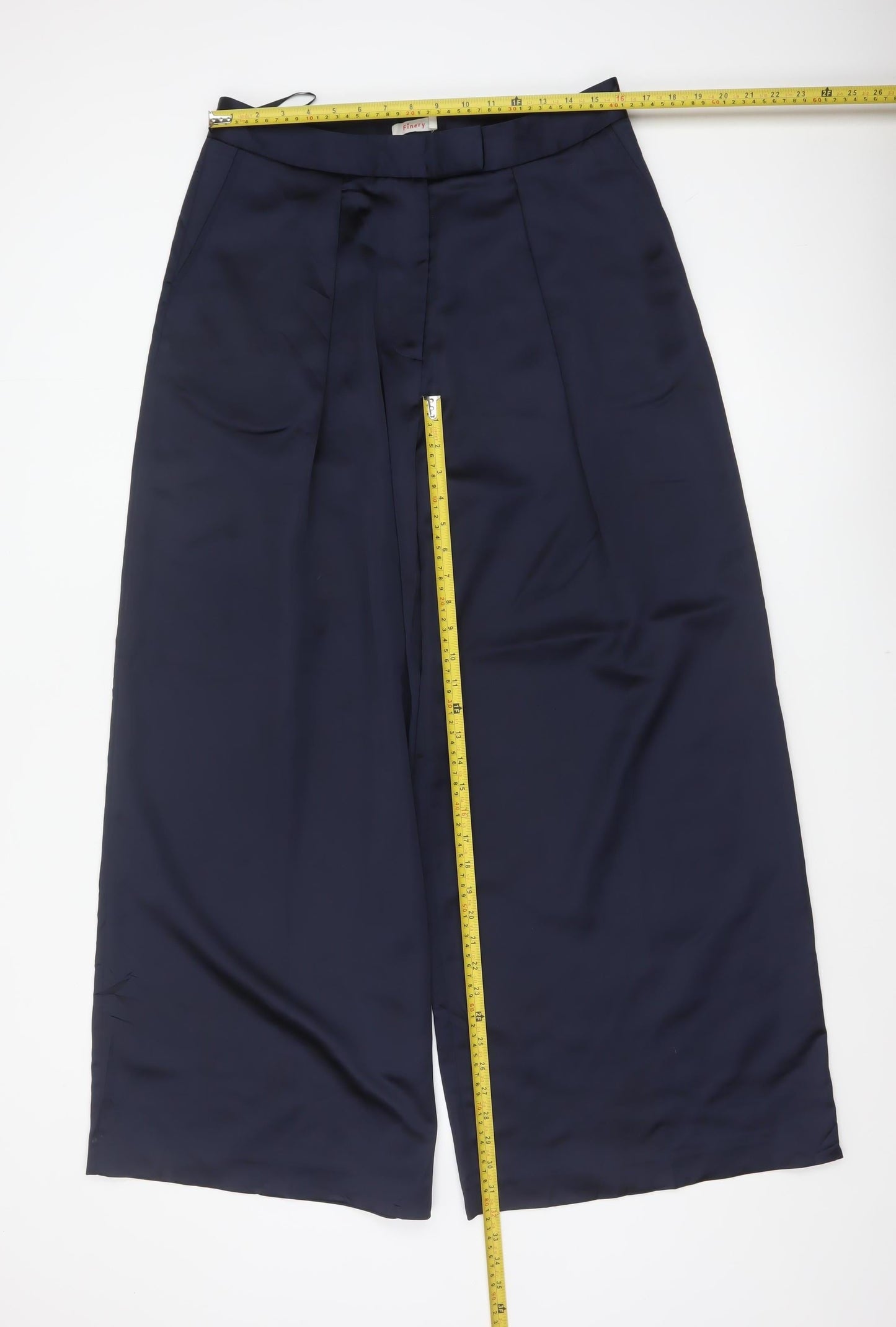 Finery Women Blue UK 14 High Rise Cropped Wide Leg Trousers