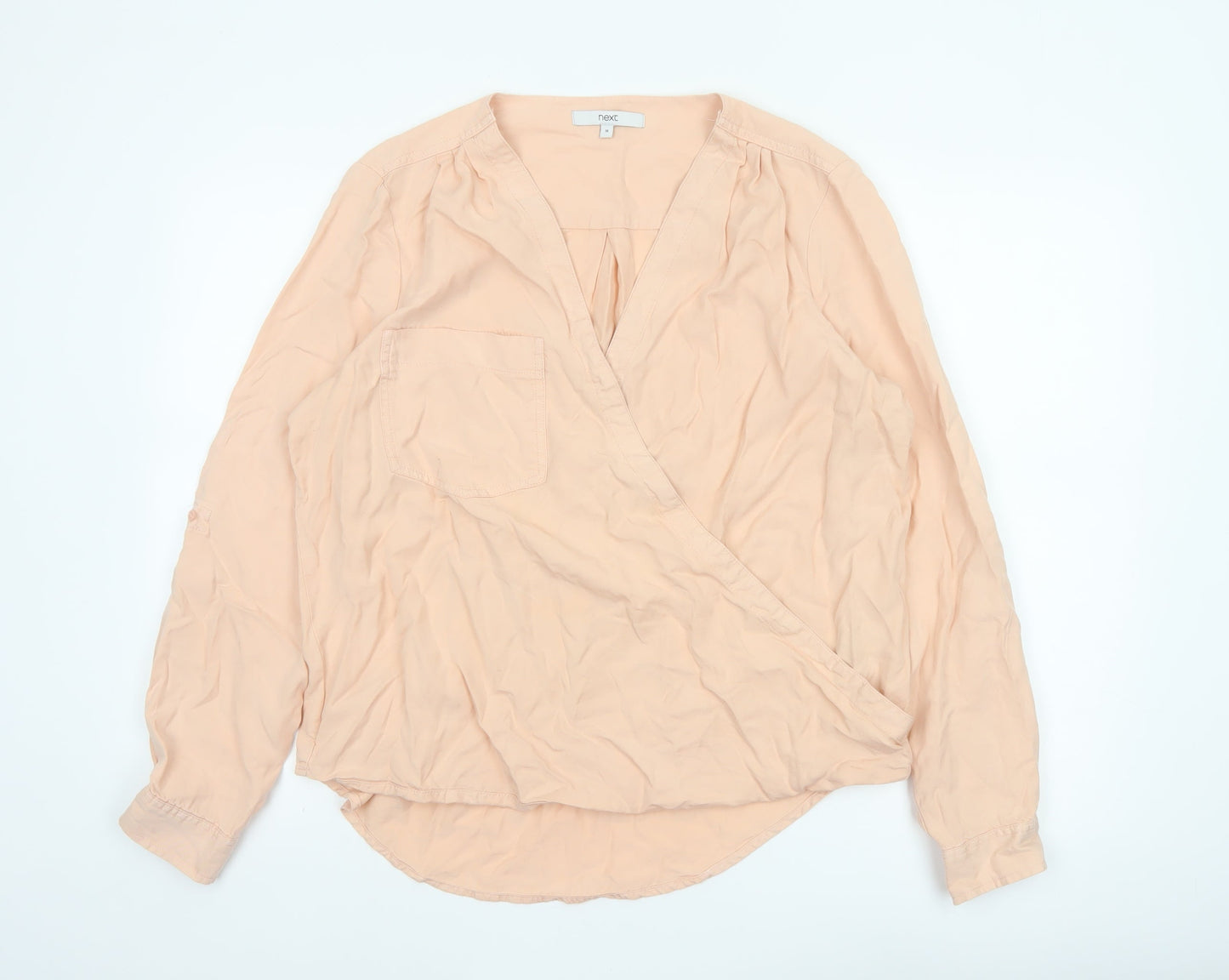 Next Women Pink UK 16 Wrap V-Neck Long Sleeve Lyocell Blouse