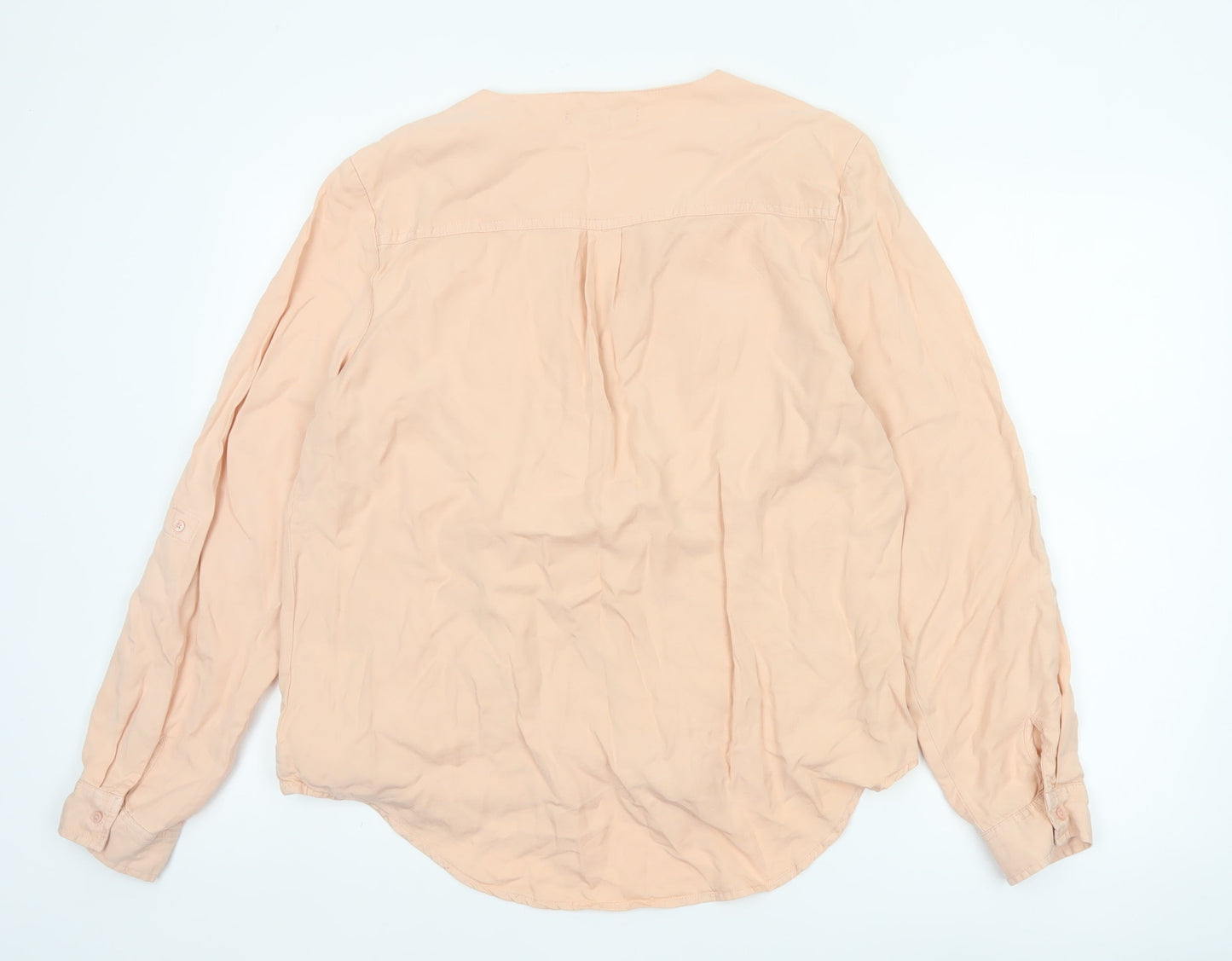 Next Women Pink UK 16 Wrap V-Neck Long Sleeve Lyocell Blouse