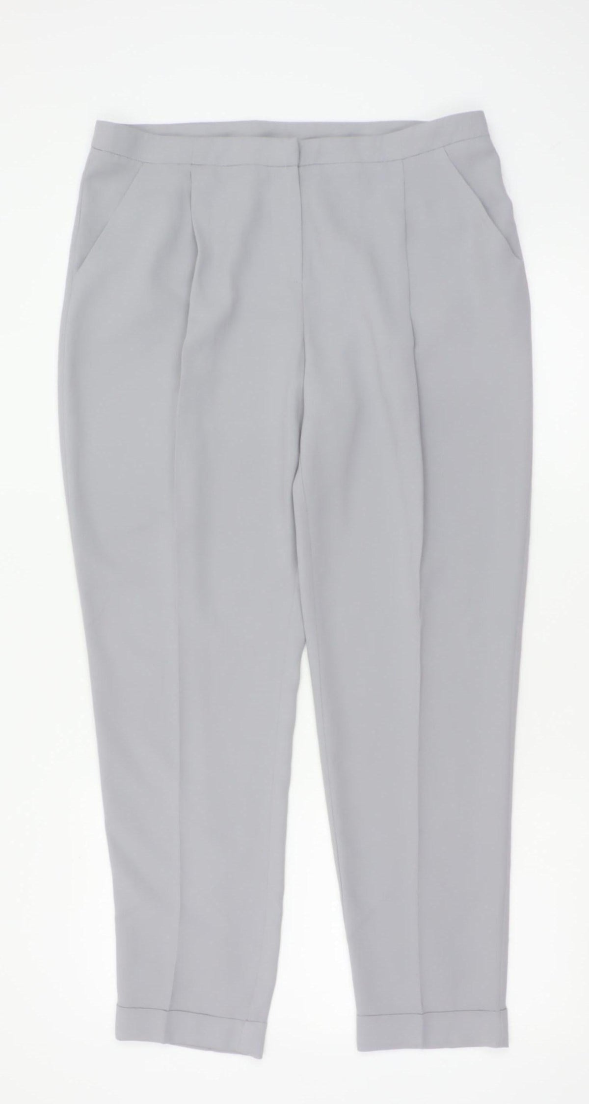 Dorothy Perkins Women Grey UK 14 Tapered Cuffed Tailored Trousers