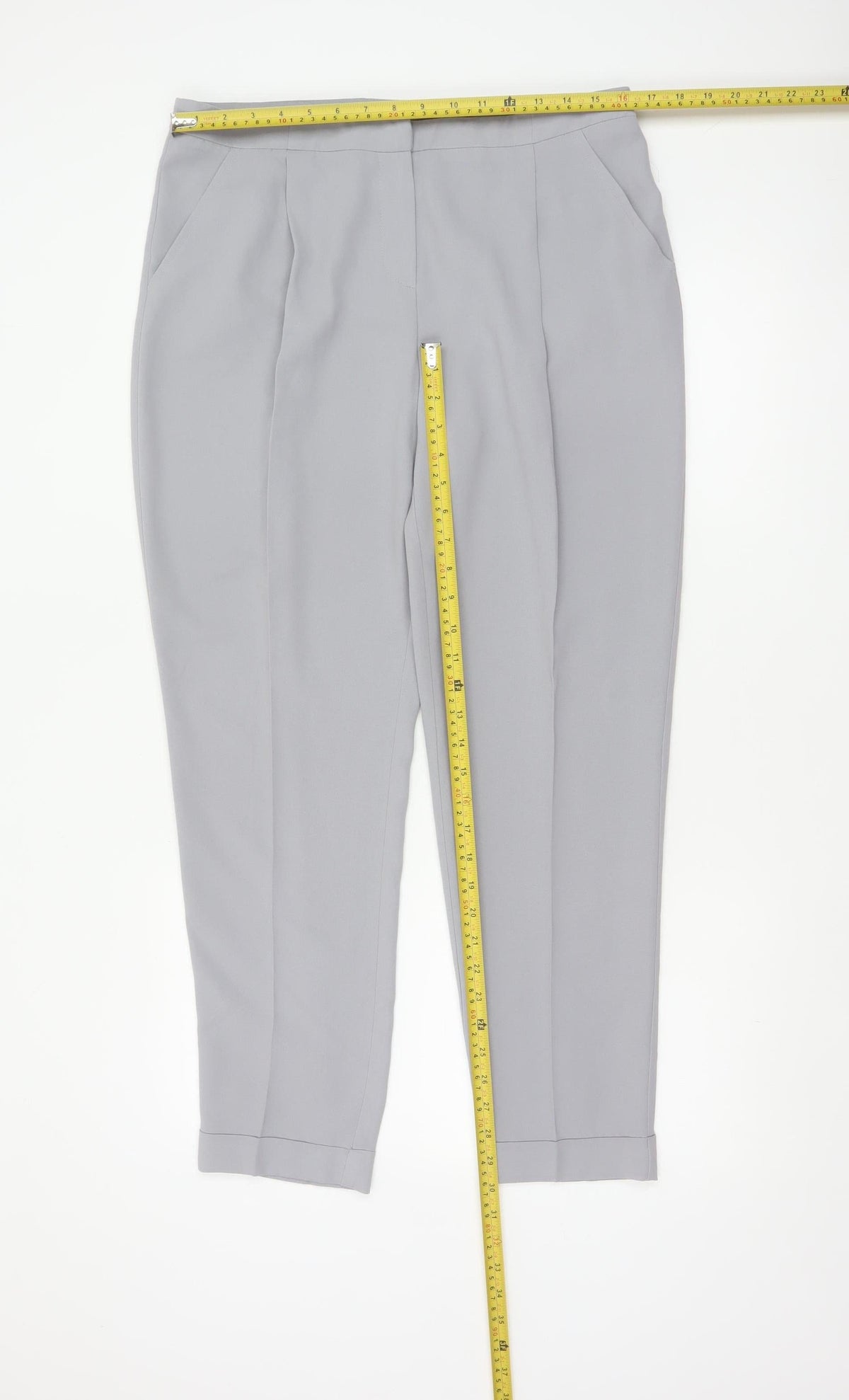 Dorothy Perkins Women Grey UK 14 Tapered Cuffed Tailored Trousers