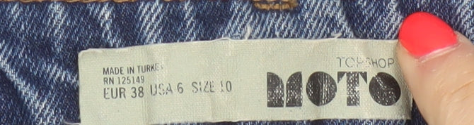 Topshop Moto Women Blue UK 10 A-Line Denim Mini Skirt Raw Hem