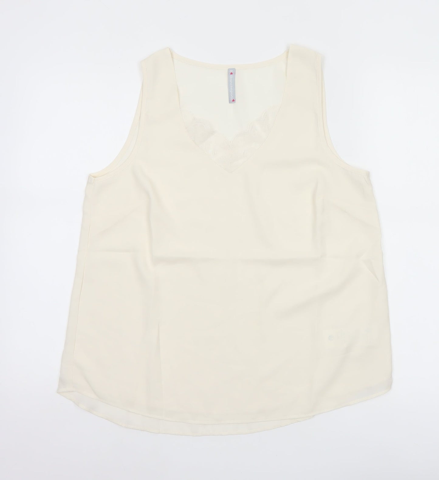Blancheporte Women Ivory UK 14 Lined Lace V-Neck Camisole Tank Top