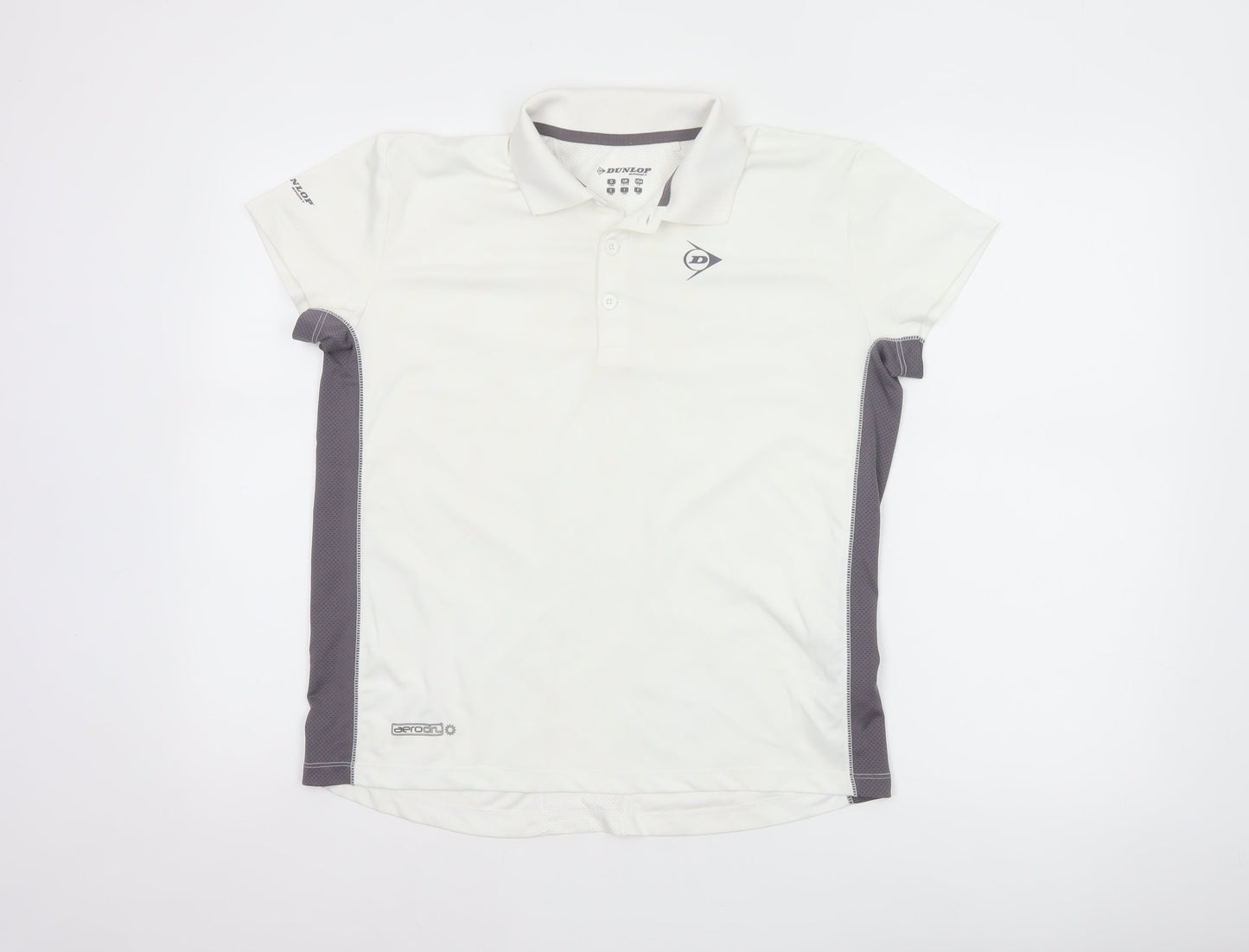 Dunlop Boys White Grey 13-14 Years Sports Polo Shirt Mesh
