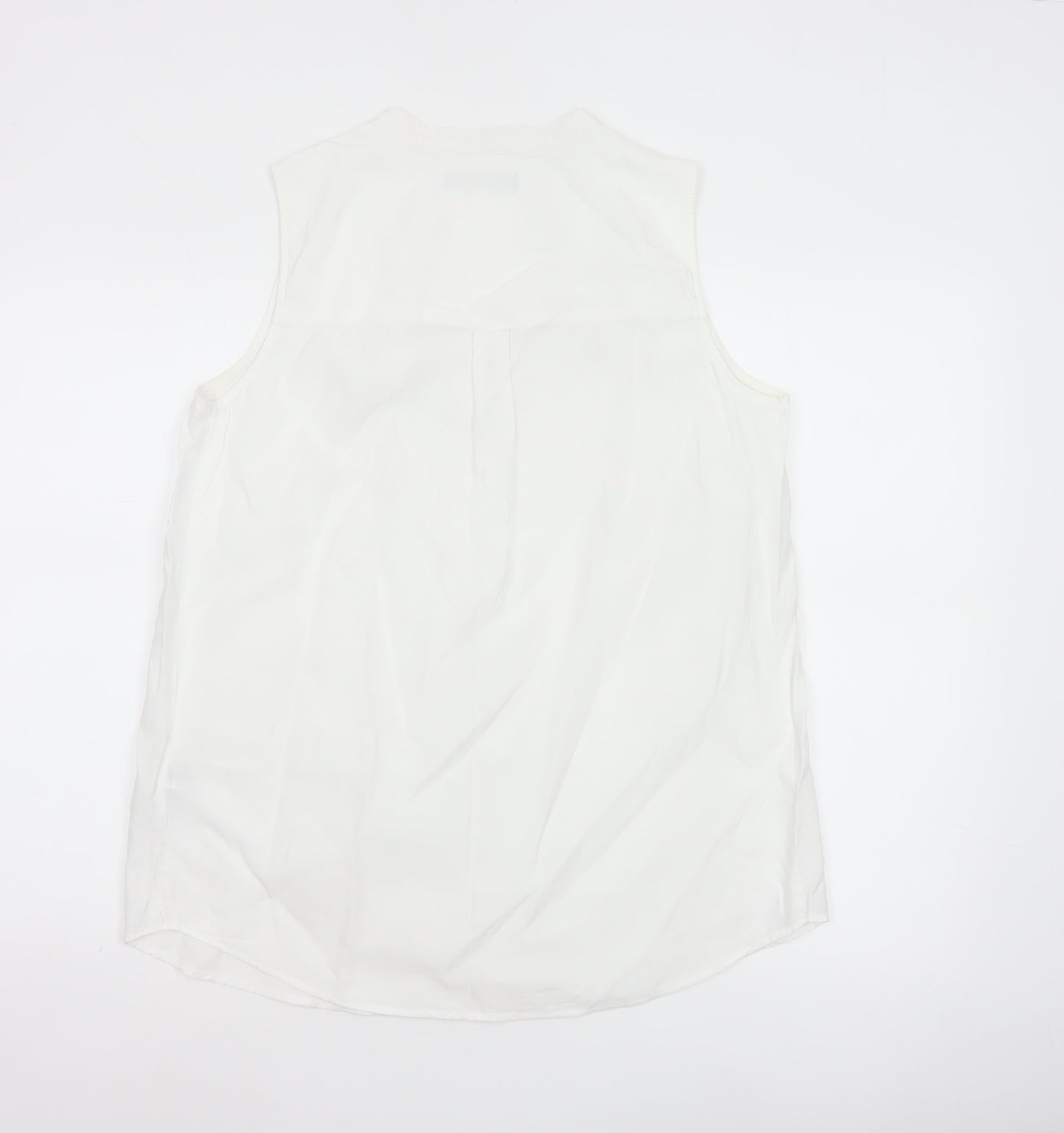 Marks and Spencer Women White Size 12 Sleeveless V-Neck Blouse