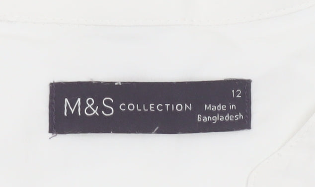 Marks and Spencer Women White Size 12 Sleeveless V-Neck Blouse
