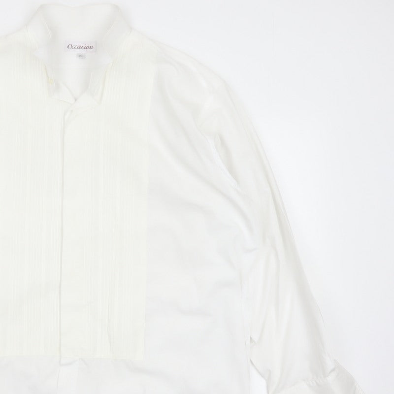 Occasion Men’s Ivory 17 Wing Collar Pleated Formal Dress Shirt