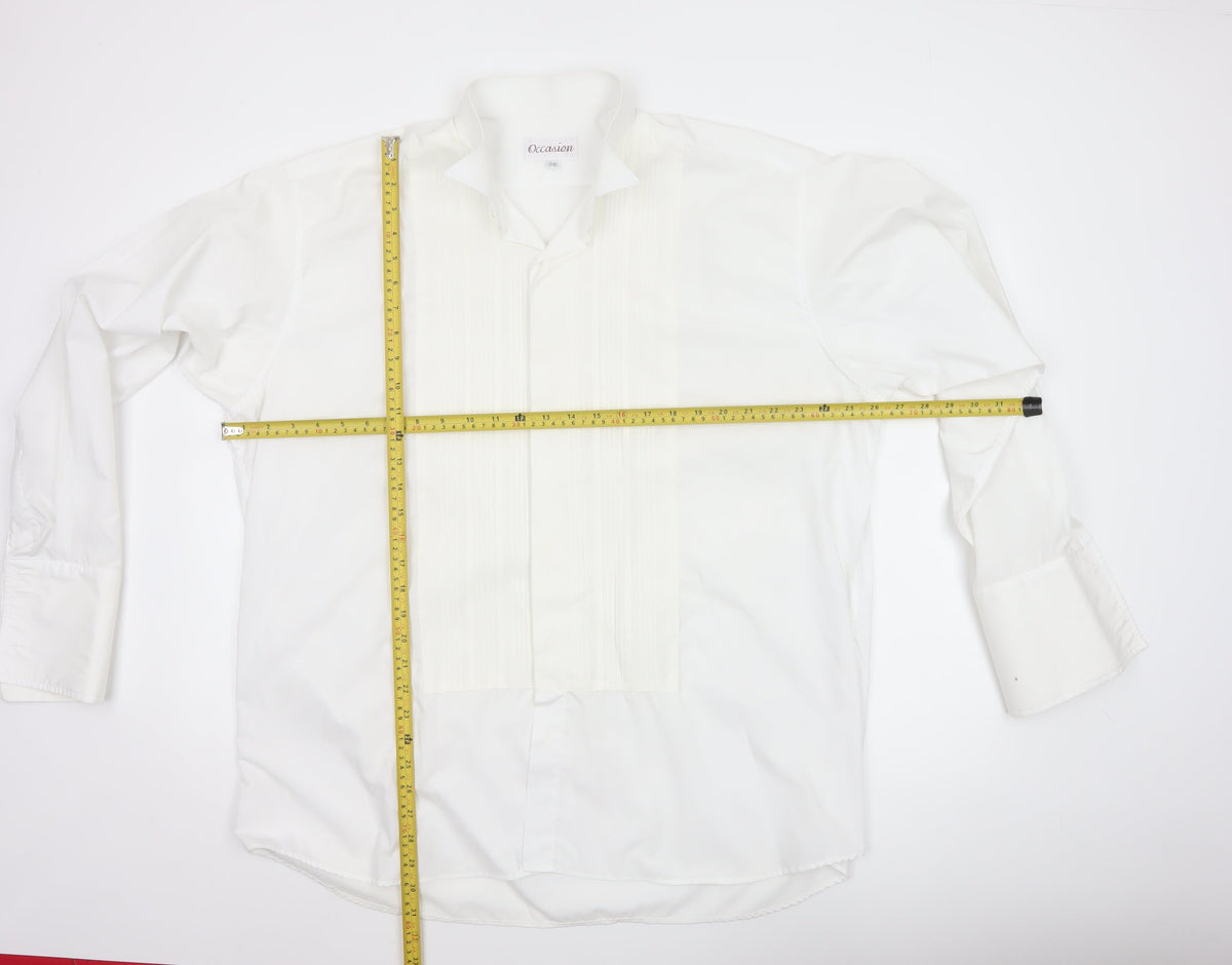 Occasion Men’s Ivory 17 Wing Collar Pleated Formal Dress Shirt