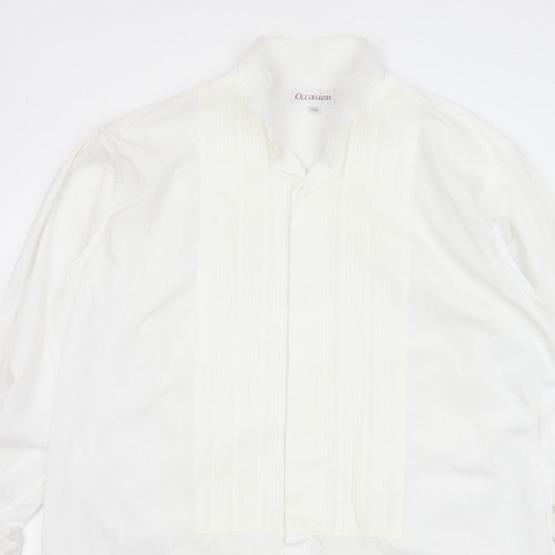 Occasion Men’s Ivory 17 Wing Collar Pleated Formal Dress Shirt