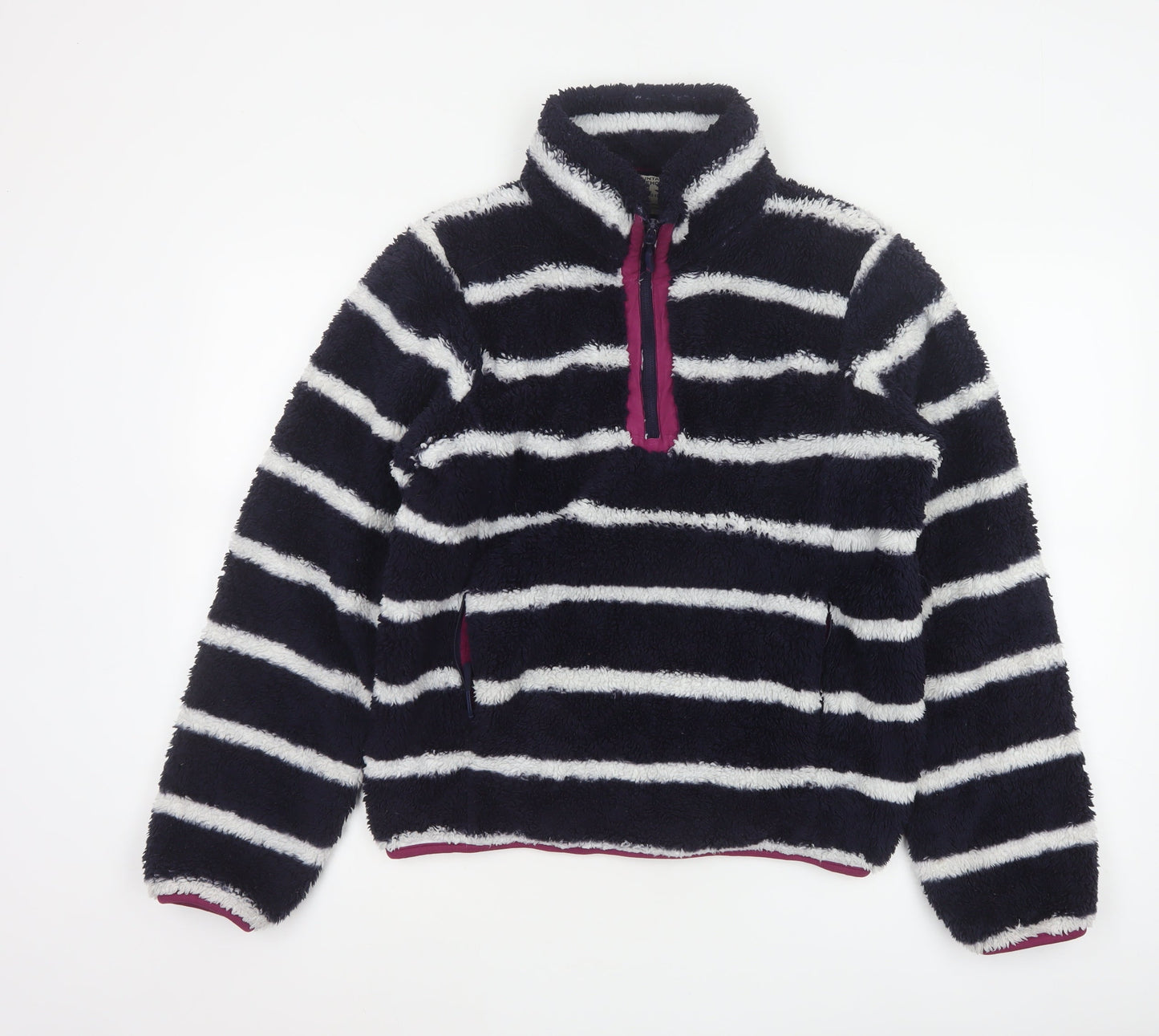 Mountain Warehouse Women Navy Stripe Fleece 1/4 Zip Sweatshirt UK 12