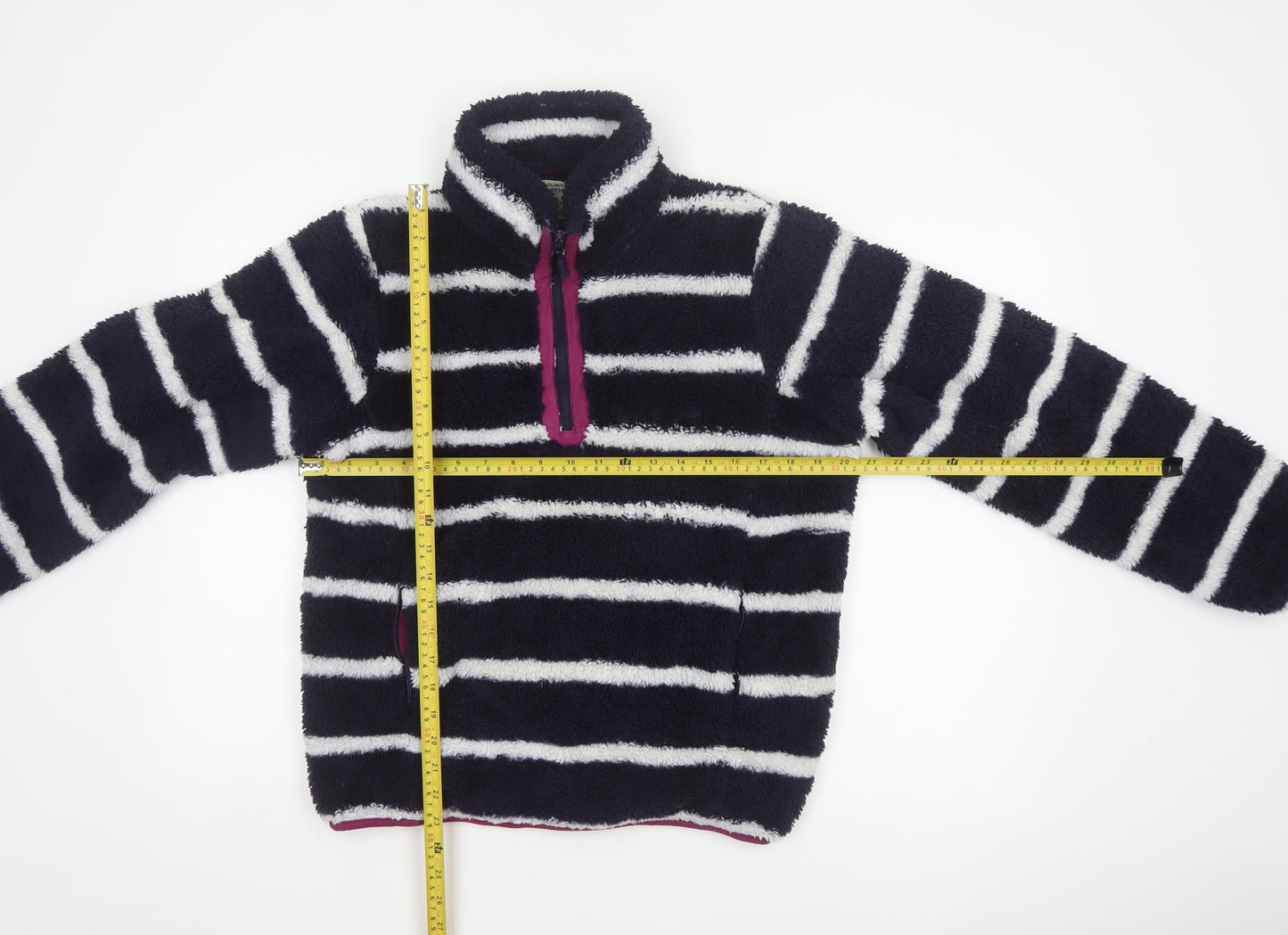 Mountain Warehouse Women Navy Stripe Fleece 1/4 Zip Sweatshirt UK 12