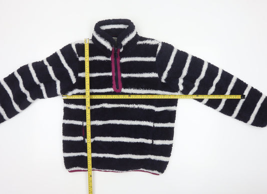 Mountain Warehouse Women Navy Stripe Fleece 1/4 Zip Sweatshirt UK 12