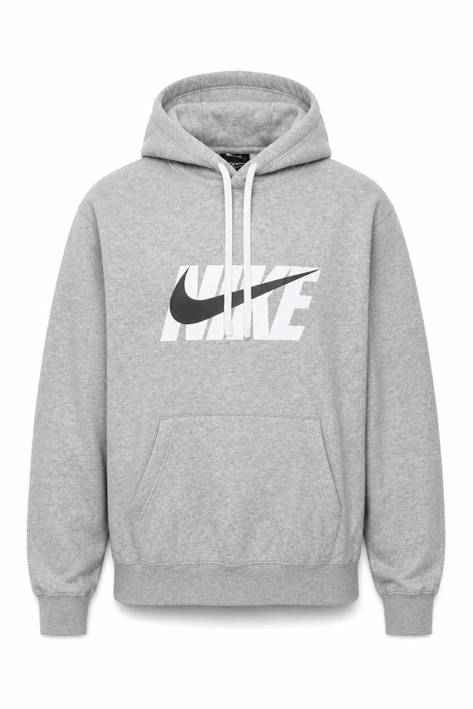 Nike Men’s Grey M Pullover Hoodie Logo Graphic Print Kangaroo Pocket