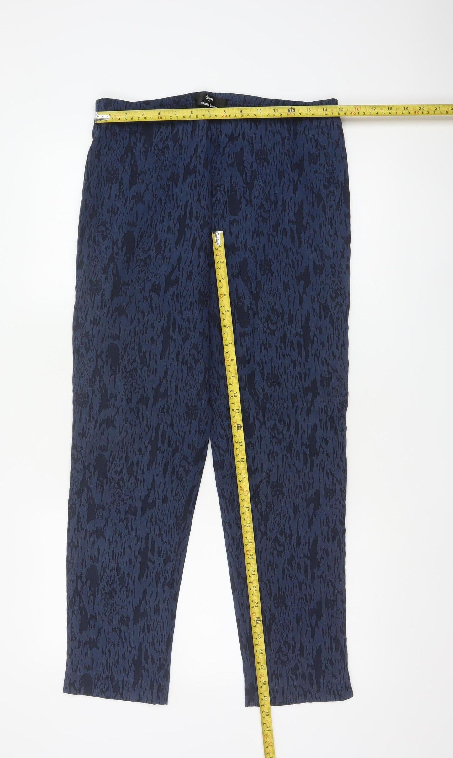 Dennis by Dennis Basso Women’s Blue Animal Print Pull-On Trousers UK 10