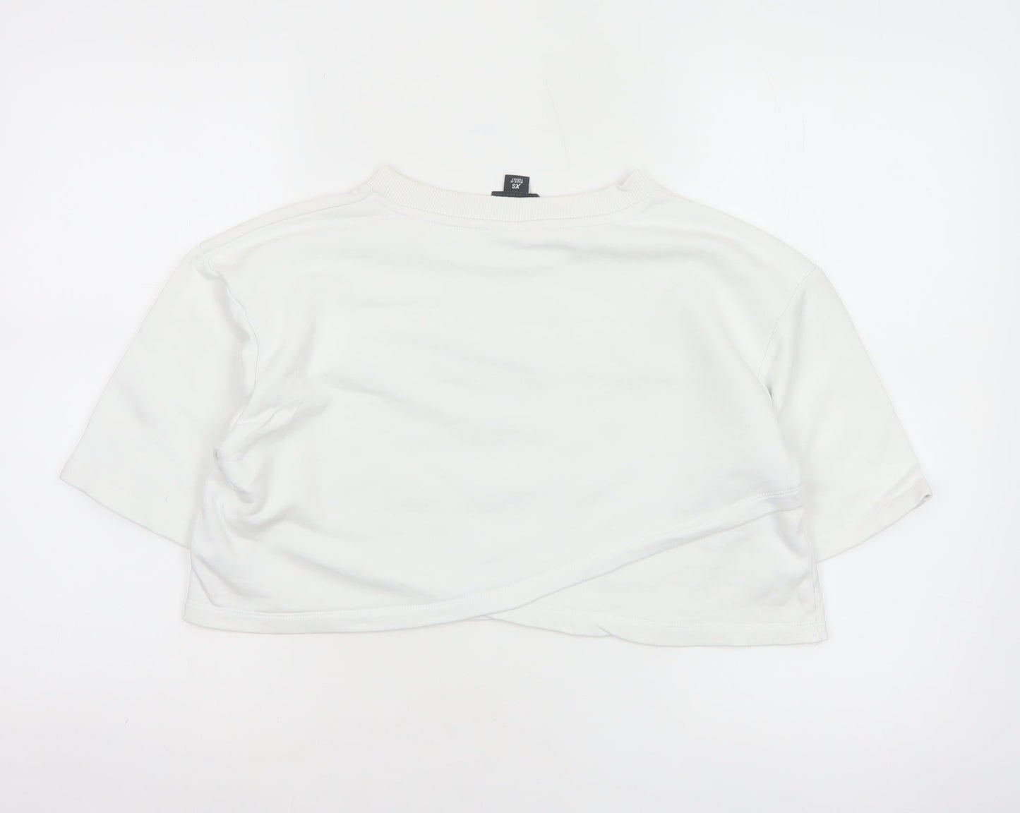 Ivy Park Women White XS Cropped Jersey T-Shirt Purple Logo