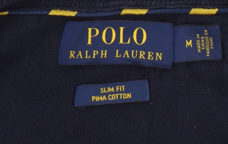 Polo Ralph Lauren Men’s Blue M Slim Fit Pima Cotton V-Neck Jumper