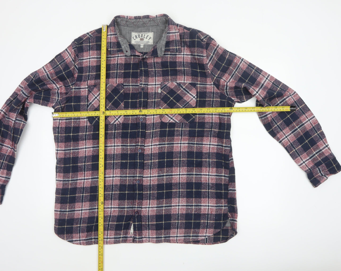 Croxley Men’s Blue Red Plaid Flannel Button-Up Shirt 2XL