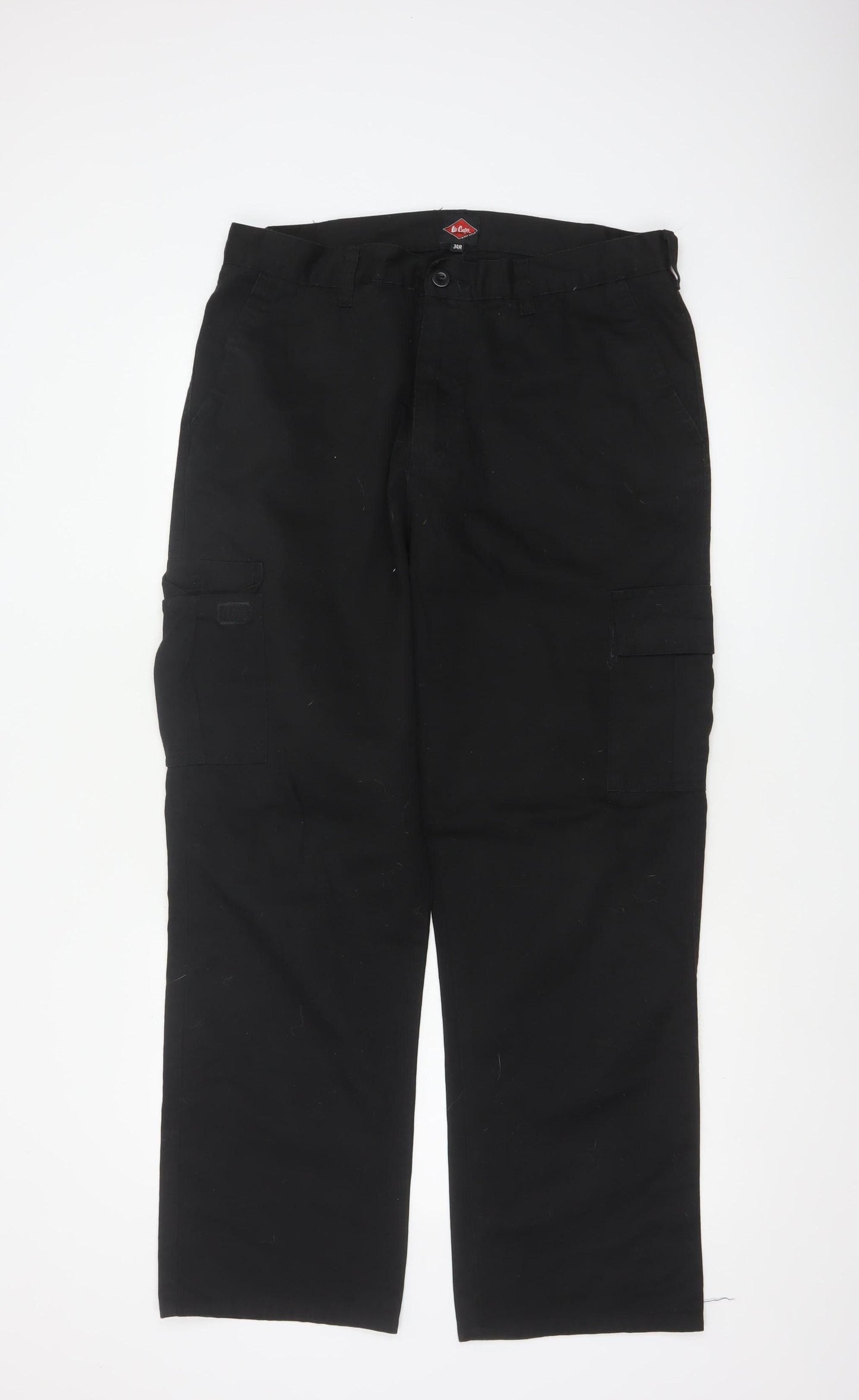 Lee Cooper Men’s Black 34R Cargo Workwear Trousers W34 Regular