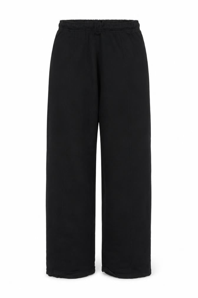 Zara Women Black L Wide-Leg Drawstring Cotton Trousers