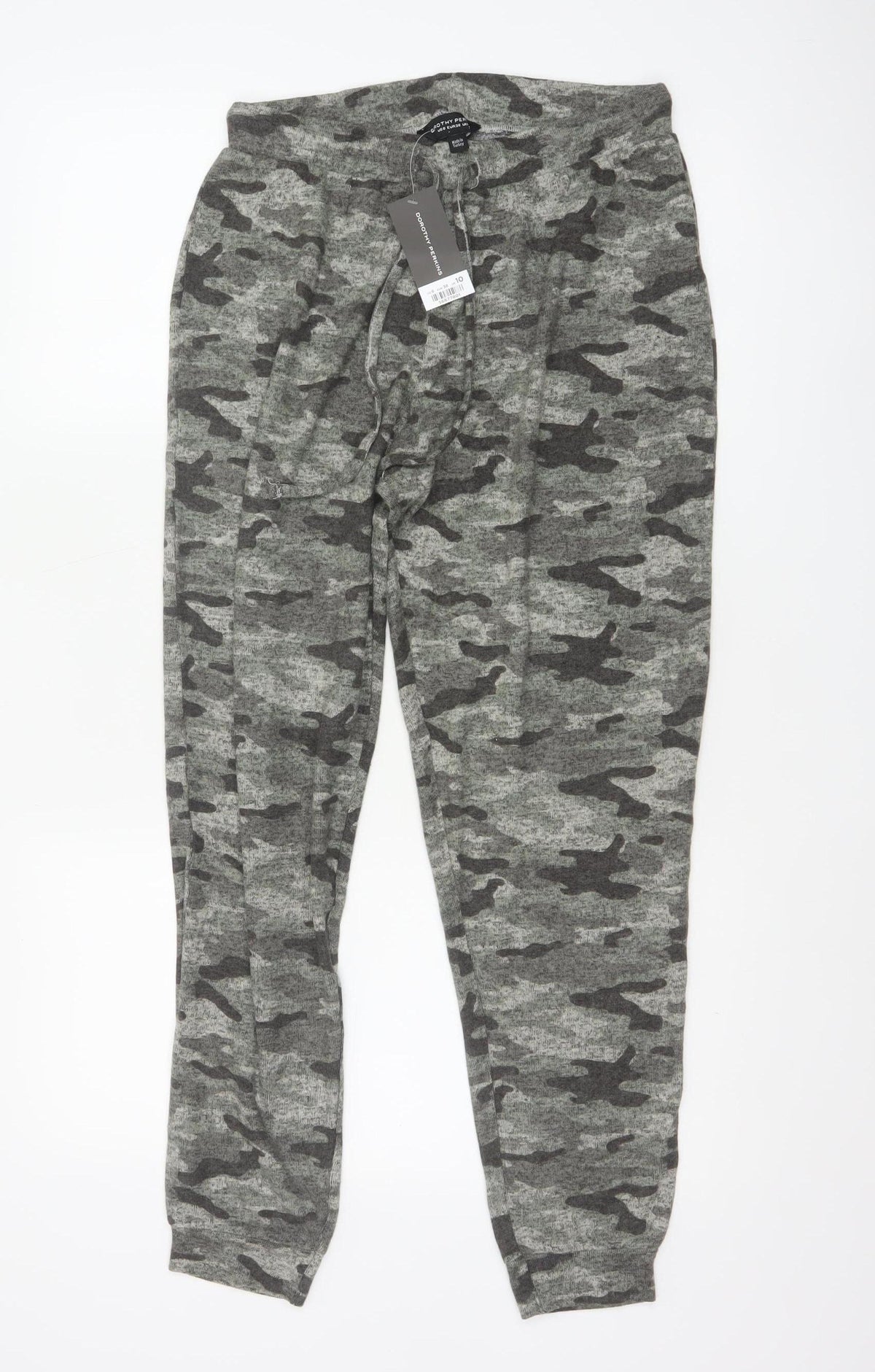 Dorothy Perkins Women Grey Camo Jogger Trousers UK 10 Elastic Waist