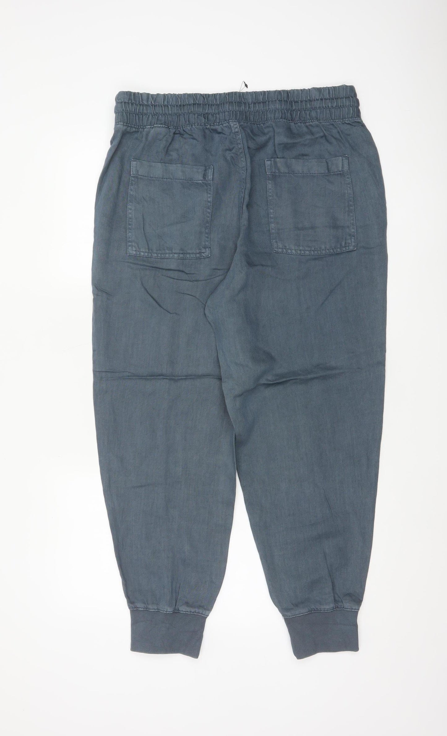 Marks & Spencer Women Blue Linen Blend Jogger Trousers UK 14
