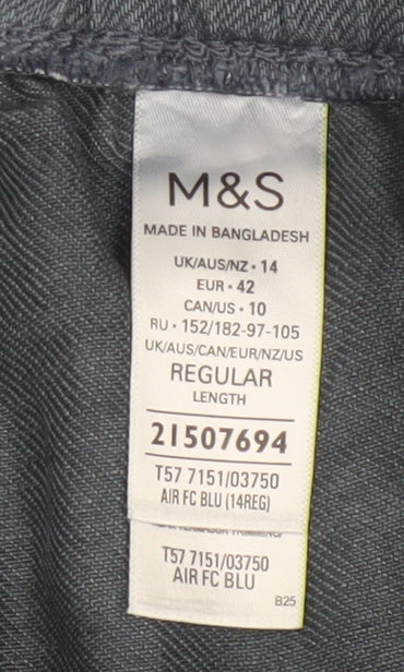 Marks & Spencer Women Blue Linen Blend Jogger Trousers UK 14