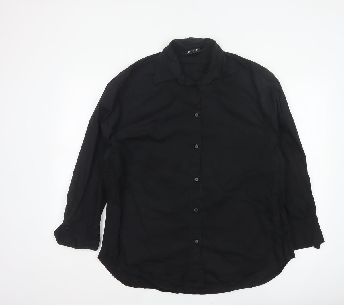Zara Women’s Black Size S Classic Collared Long Sleeve Button-Up Shirt