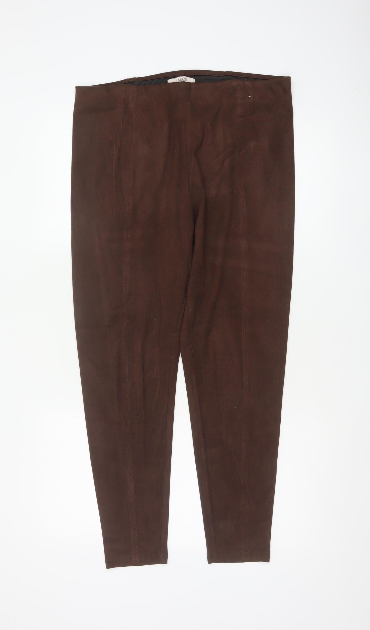 Marks and Spencer Women Brown Size 16 Regular Tapered Stretch Trousers