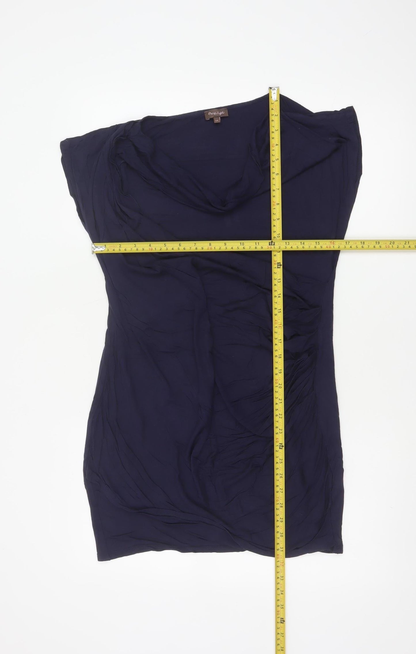 Phase Eight Women Blue UK 14 Cowl Neck Viscose Tunic Blouse