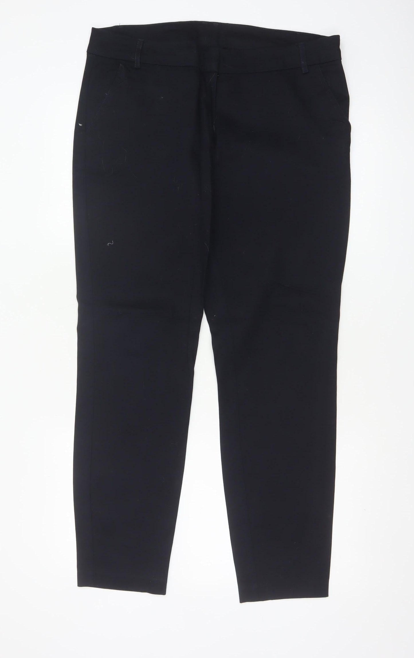 Wallis Women Black UK 14 Straight Leg Tailored Cotton Dress Trousers