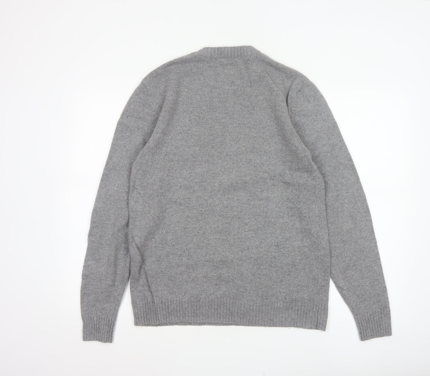 Levi's Men's Grey Wool Blend Crew Neck Pullover Jumper Size M Logo