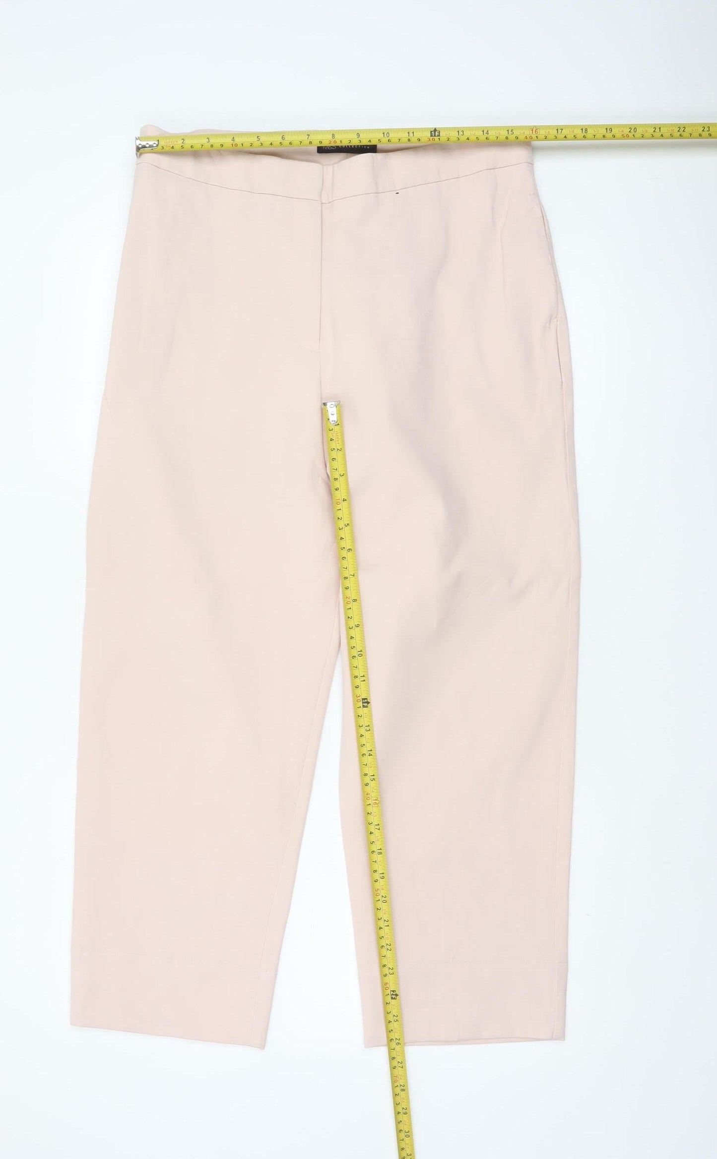 Marks and Spencer Women Beige UK 14 Regular Tapered Stretch Trousers