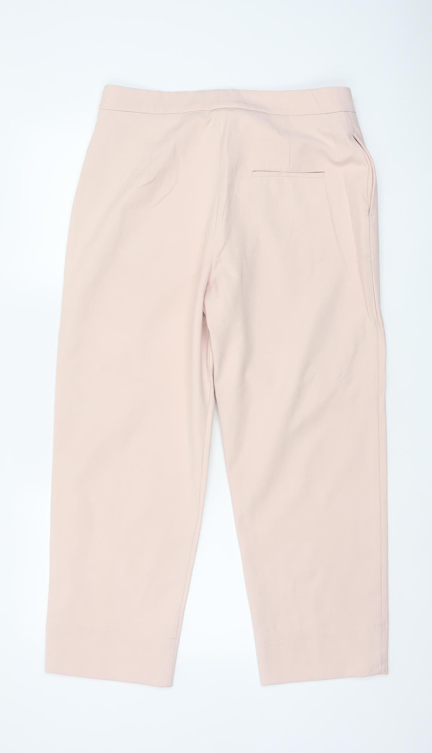 Marks and Spencer Women Beige UK 14 Regular Tapered Stretch Trousers