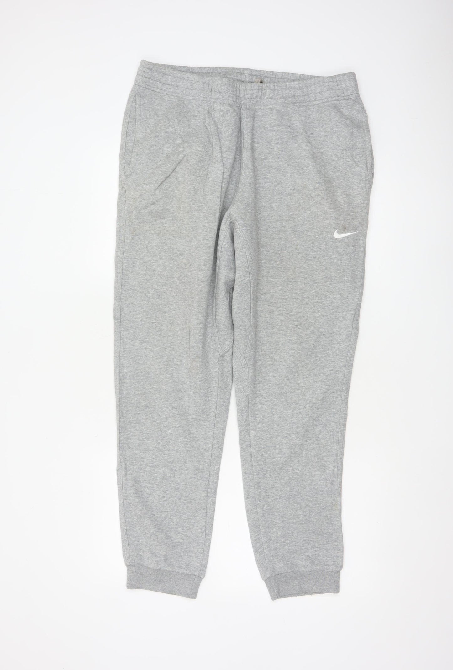 Nike Men’s Grey L Fleece Jogger Sweatpants Logo Tapered