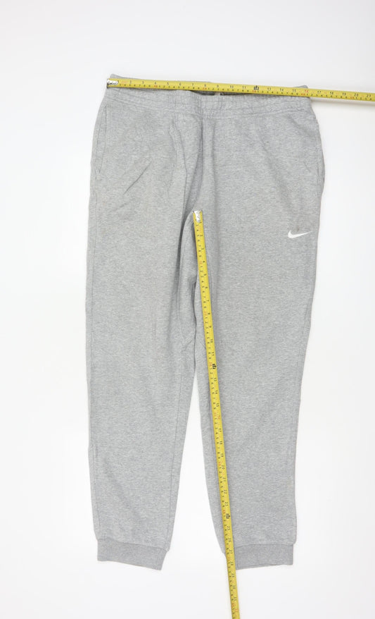 Nike Men’s Grey L Fleece Jogger Sweatpants Logo Tapered