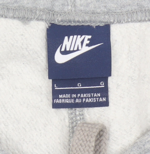Nike Men’s Grey L Fleece Jogger Sweatpants Logo Tapered