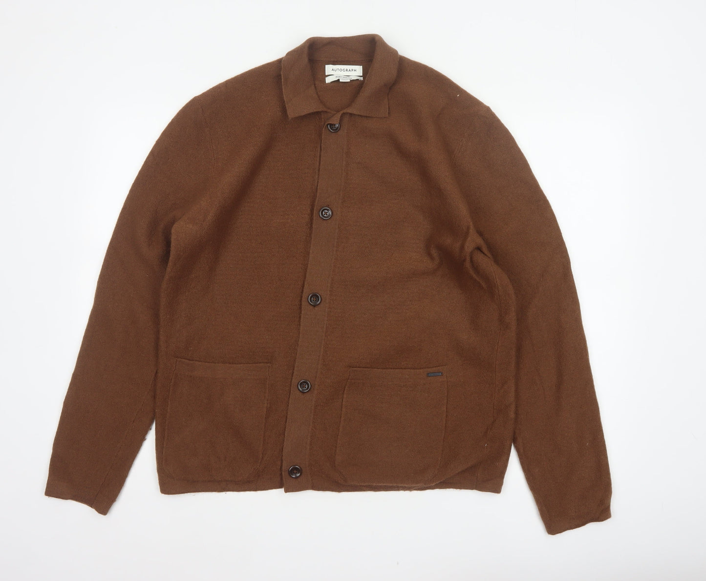 Marks and Spencer Autograph Unisex Brown L Merino Wool Cardigan