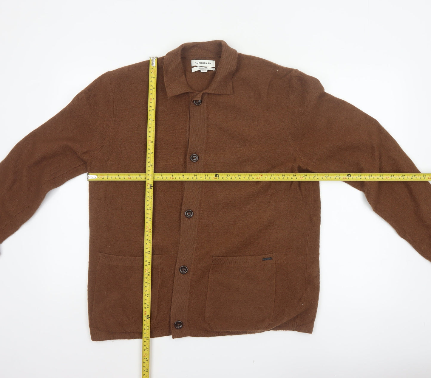 Marks and Spencer Autograph Unisex Brown L Merino Wool Cardigan