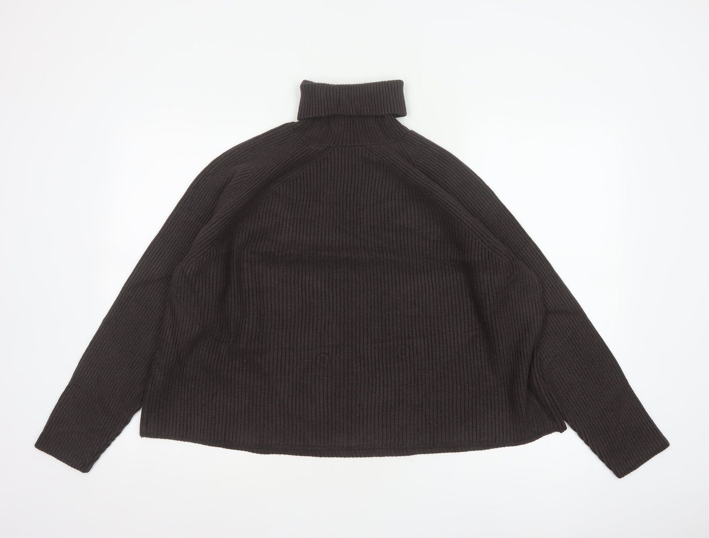 M&S Women’s Brown Size 16 Rib Knit Roll Neck Pullover Jumper