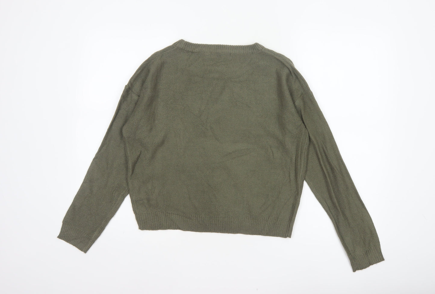 Brave Soul Women Green XS Crew Neck Knit Pullover Jumper