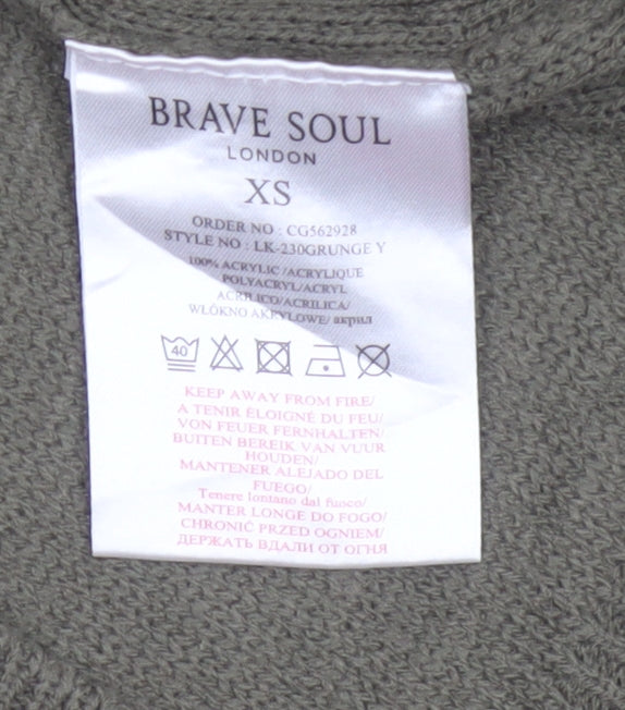 Brave Soul Women Green XS Crew Neck Knit Pullover Jumper