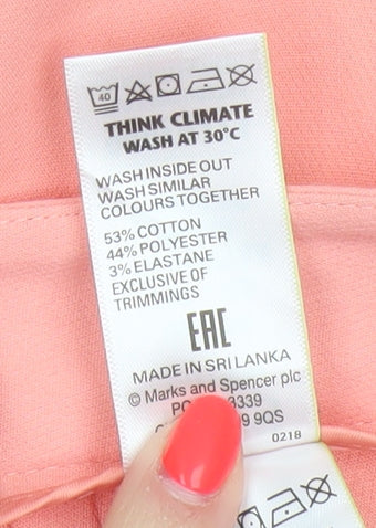 Marks & Spencer Women Pink Size 14 Tapered Tailored Trousers