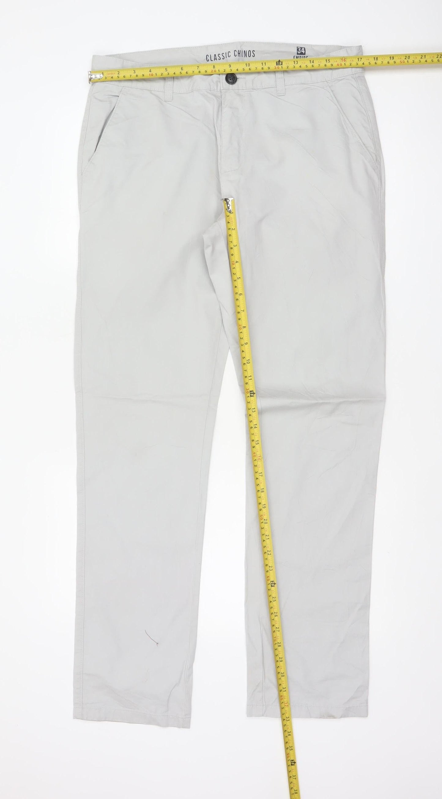 Empire Men’s Ivory Classic Chino Trousers W34 Straight Leg Cotton